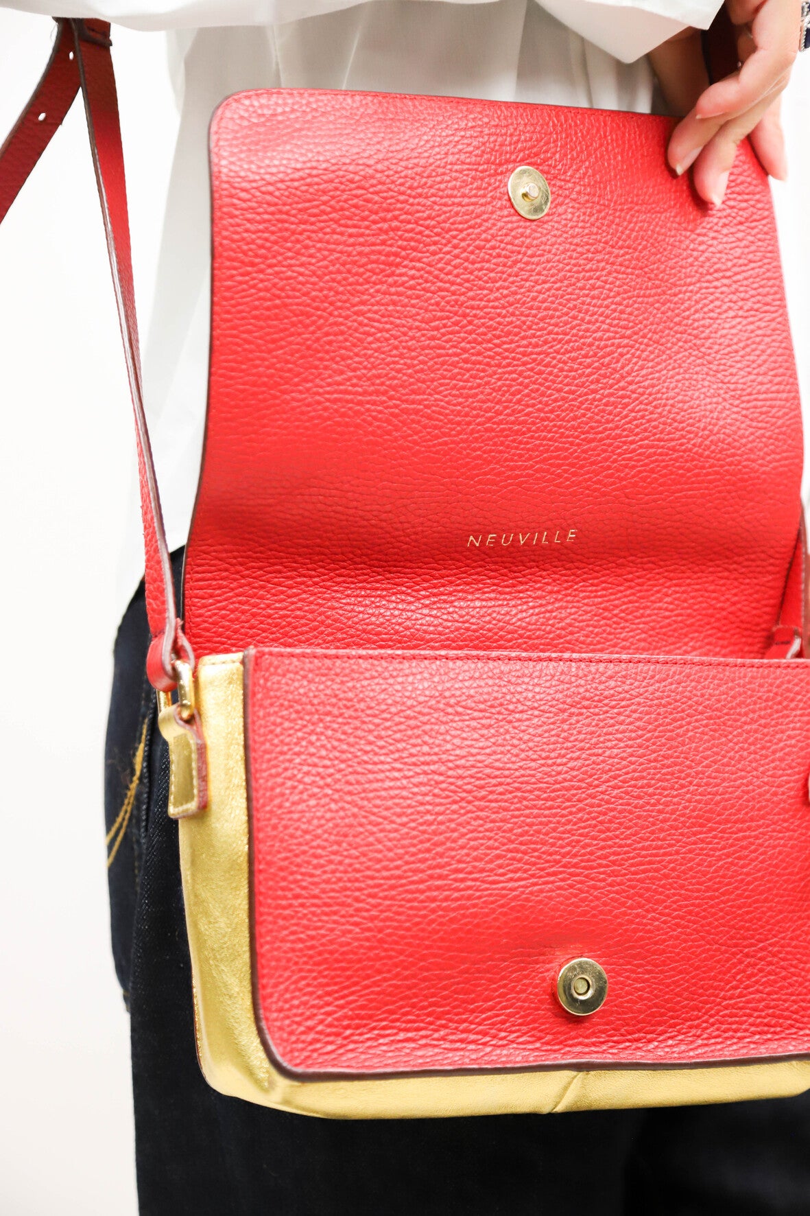 Sac bandoulière rouge et doré Neuville