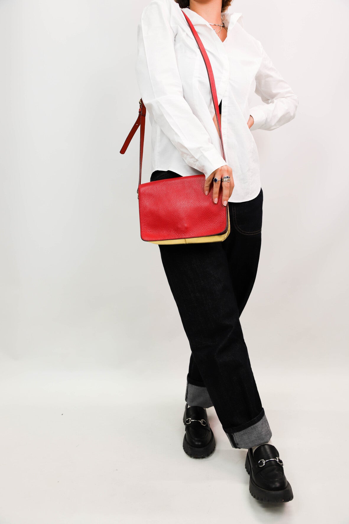 Sac bandoulière rouge et doré Neuville