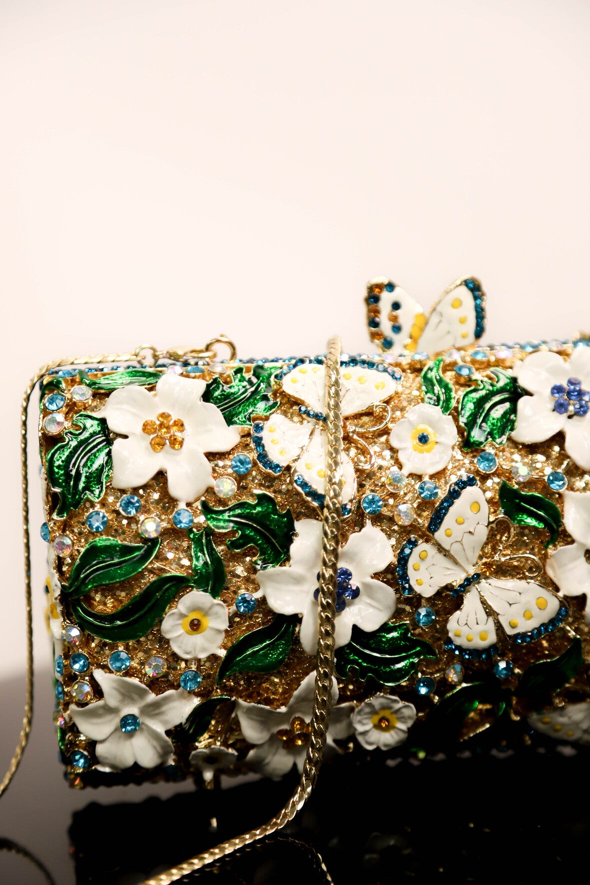Sac doré motif floral