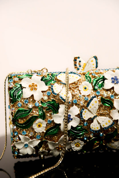 Sac doré motif floral
