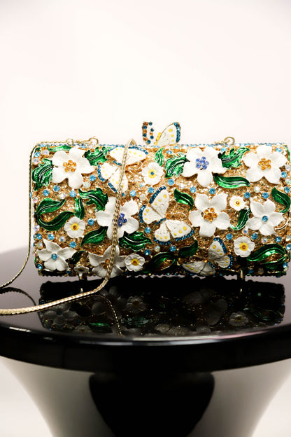 Sac doré motif floral