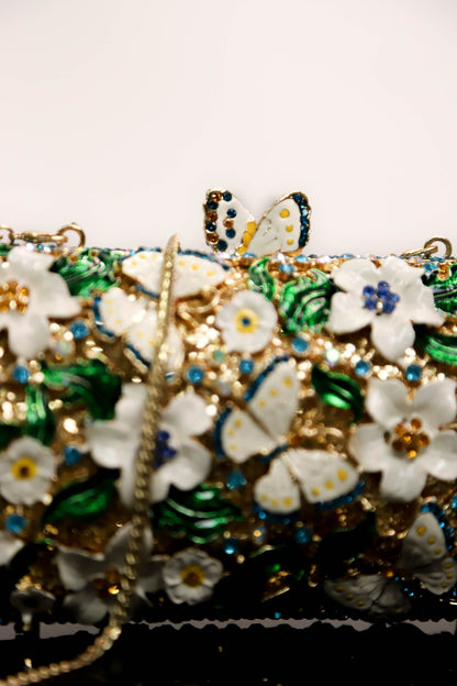 Sac doré motif floral