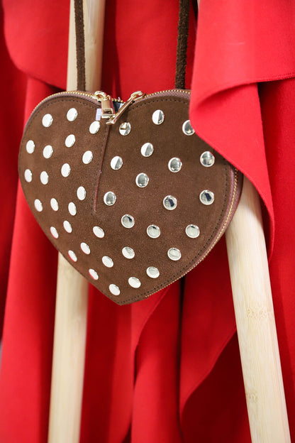 Sac bandoulière coeur marron - NEUF