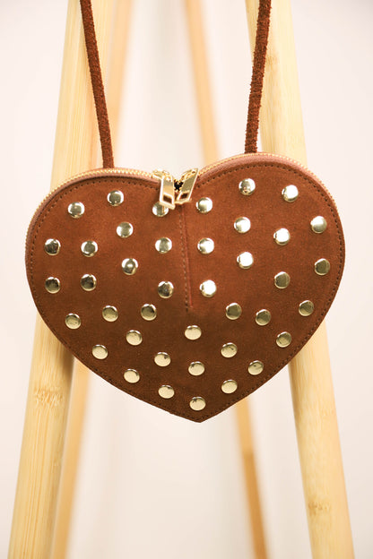 Sac bandoulière coeur marron - NEUF