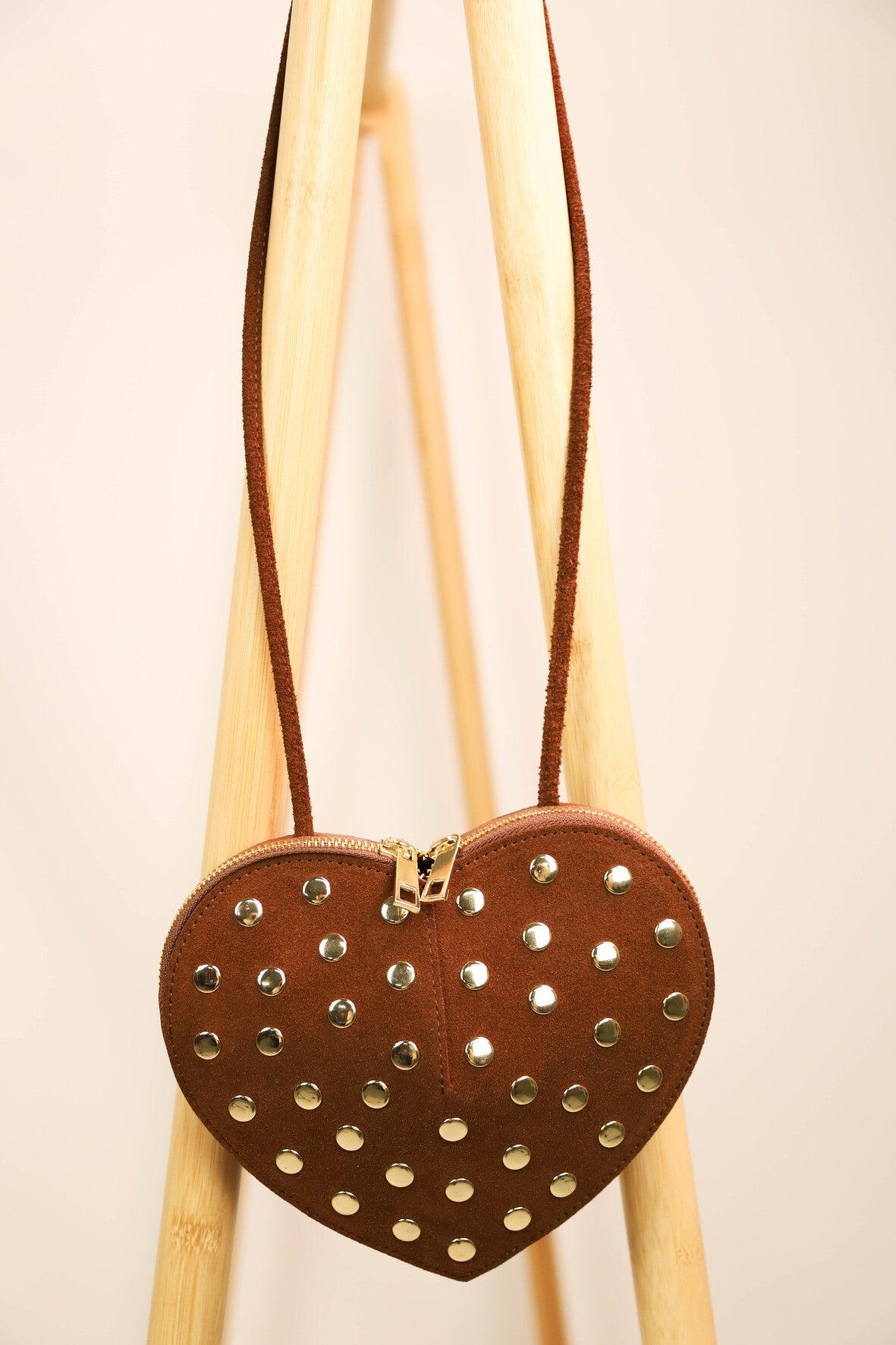 Sac bandoulière coeur marron - NEUF