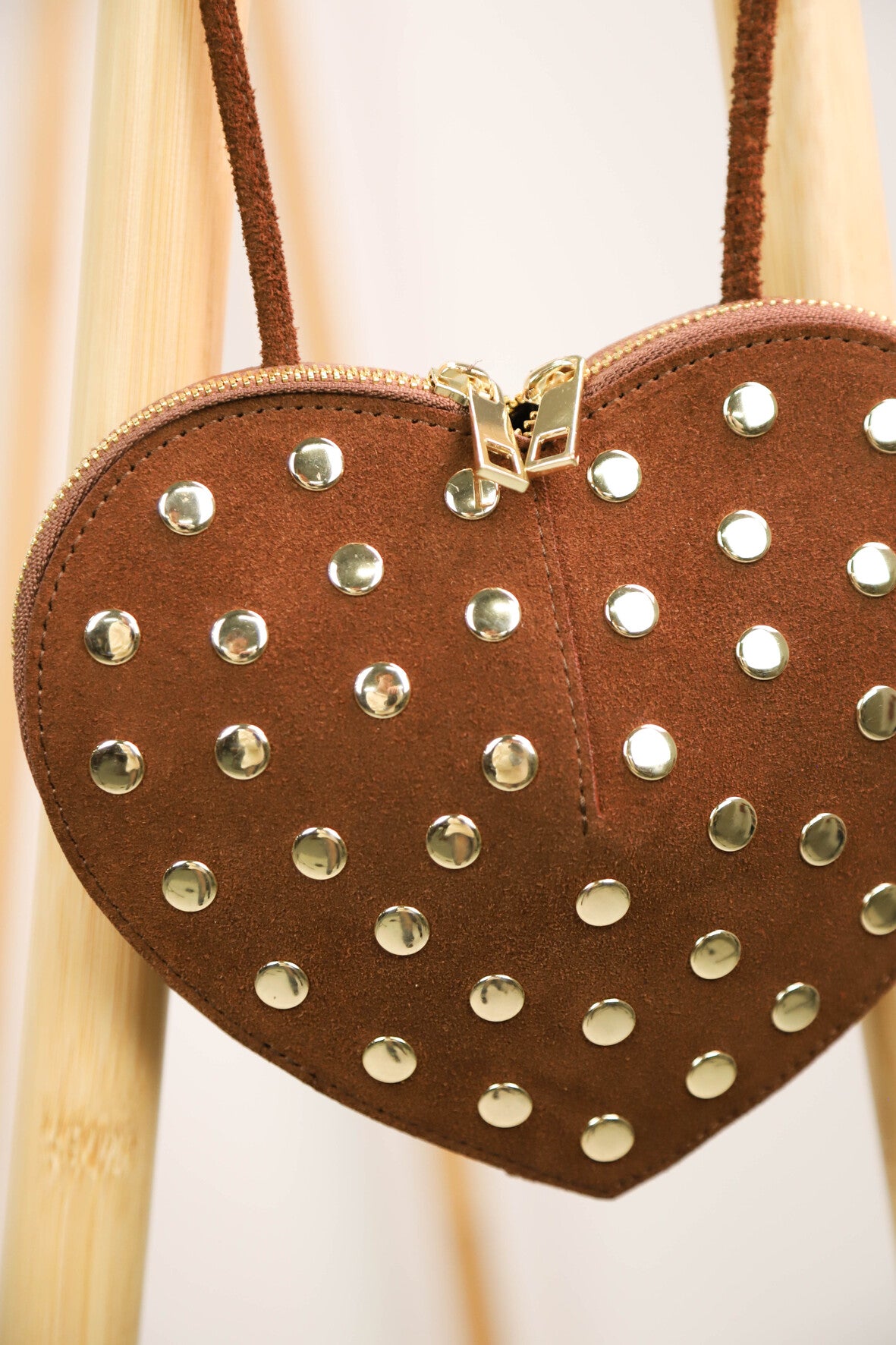 Sac bandoulière coeur marron - NEUF