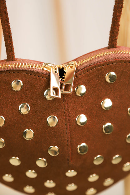 Sac bandoulière coeur marron - NEUF