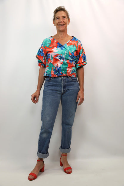Blouse fleurie, cache-coeur, ZARA, Taille M