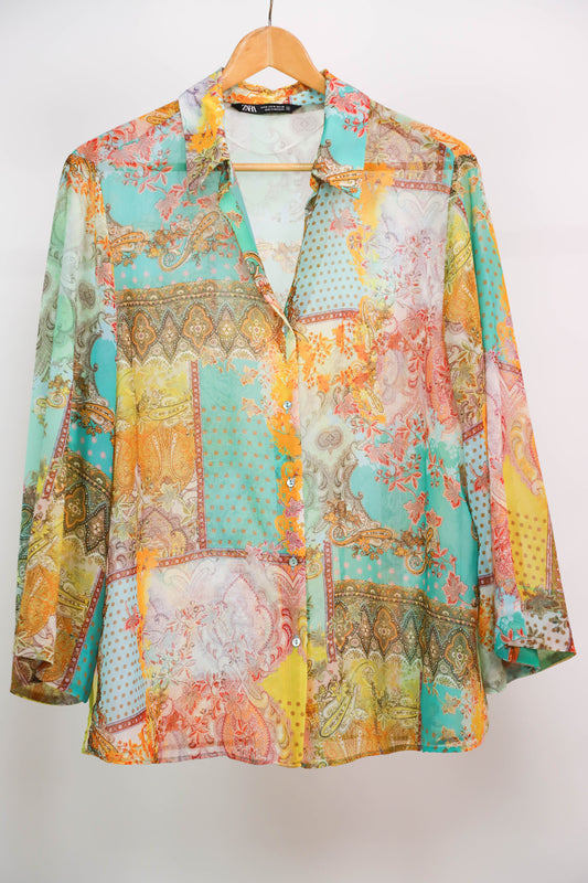 Chemise à motifs multicolores Zara Taille M