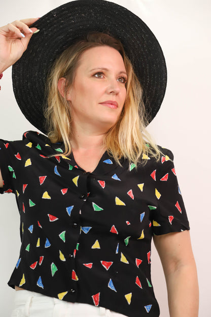 Chemisier noir à motif Lafayette Collection Taille XXL