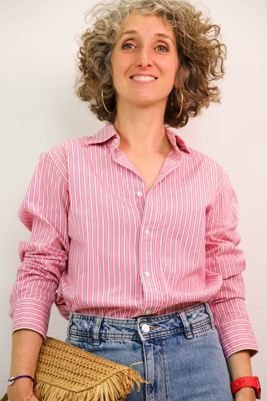 Chemise rayée rose Ralph Lauren Taille M