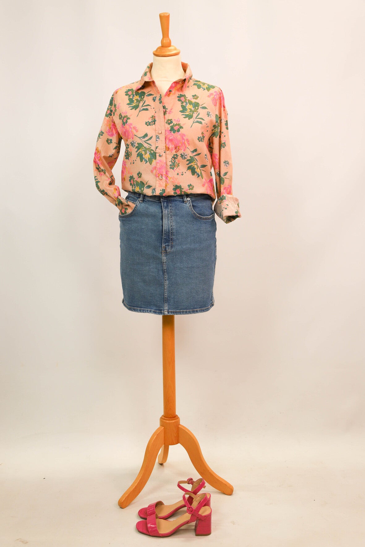 Chemise rose fleurie Grace et Mila Taille S