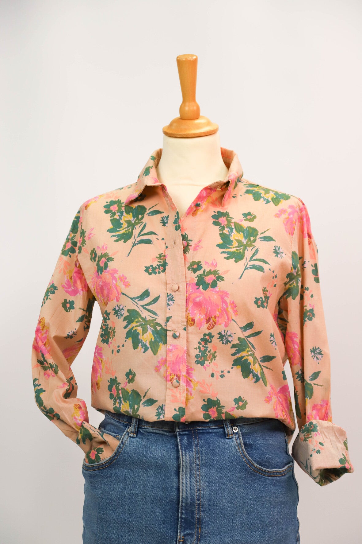 Chemise rose fleurie Grace et Mila Taille S