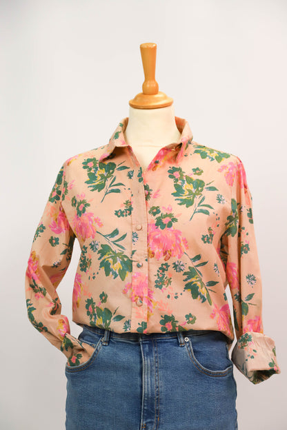 Chemise rose fleurie Grace et Mila Taille S