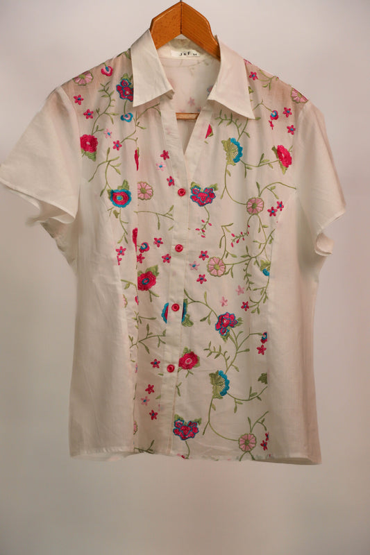 Chemisier blanc fleuri J&F Taille XXL