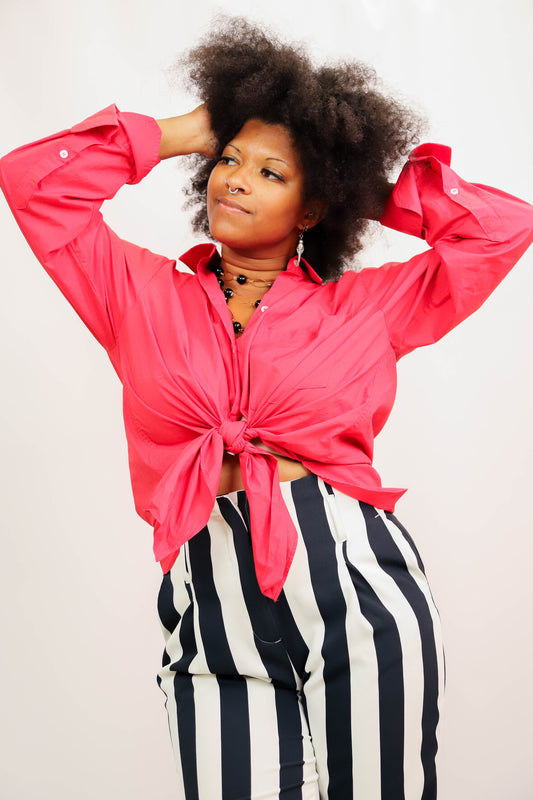 Chemise oversize rouge Mango Taille L