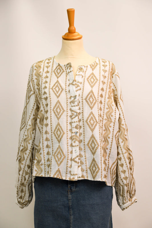 Blouse blanche et dorée Meisïe Taille L
