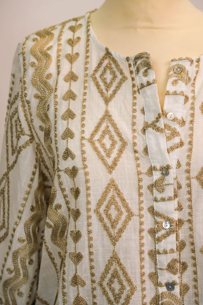 Blouse blanche et dorée Meisïe Taille L