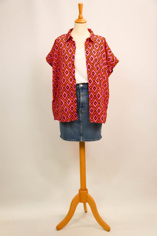 Chemise rose et orange Promod Taille XXL
