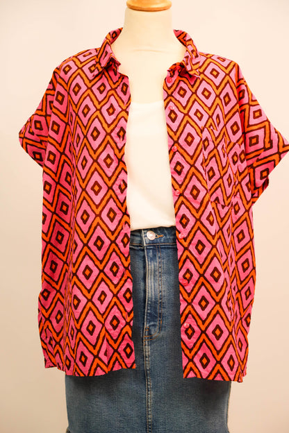 Chemise rose et orange Promod Taille XXL