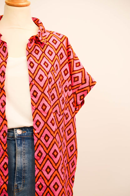 Chemise rose et orange Promod Taille XXL