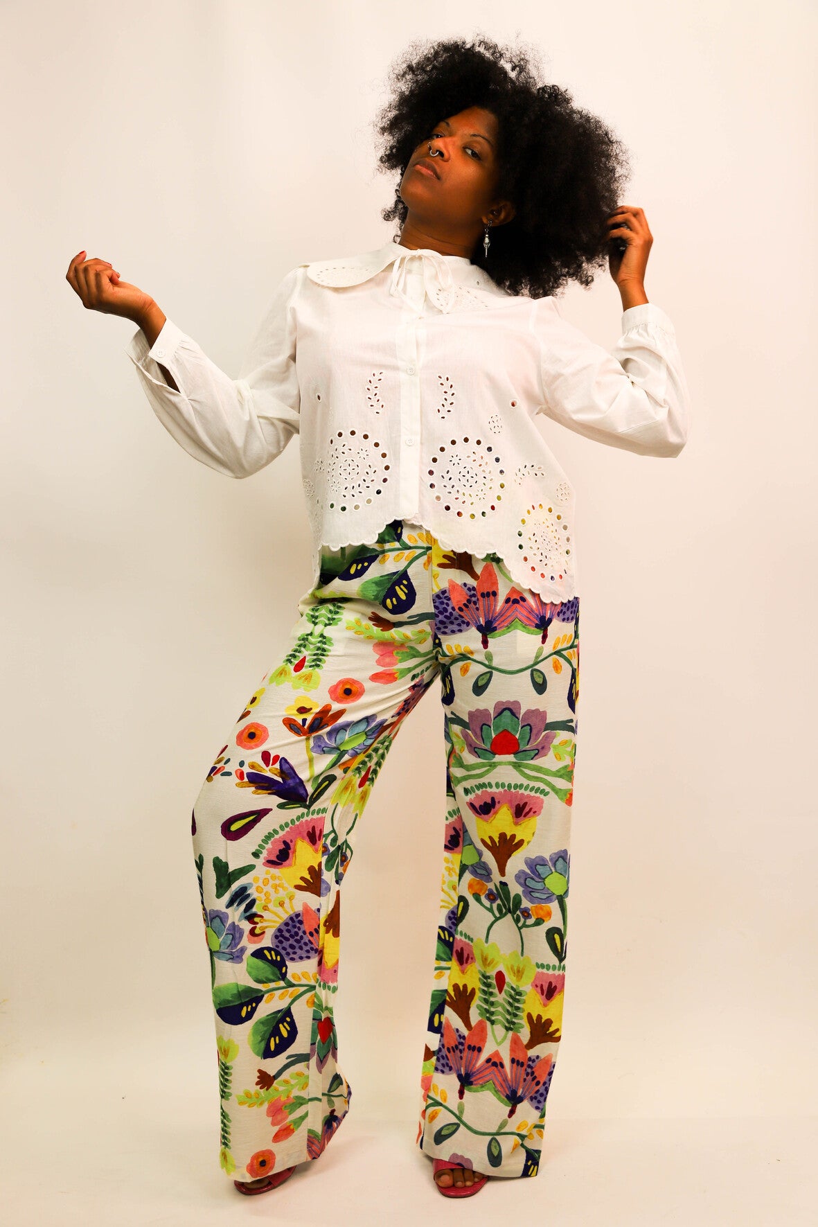 Pantalon fluide multicolore, Unika, Taille L - NEUF