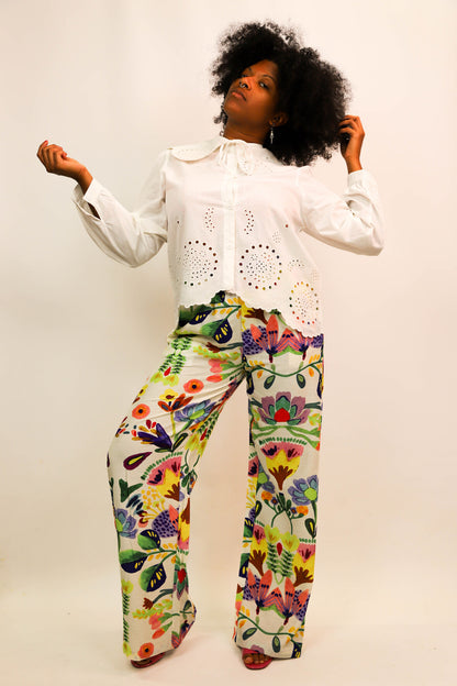 Pantalon fluide multicolore, Unika, Taille L - NEUF