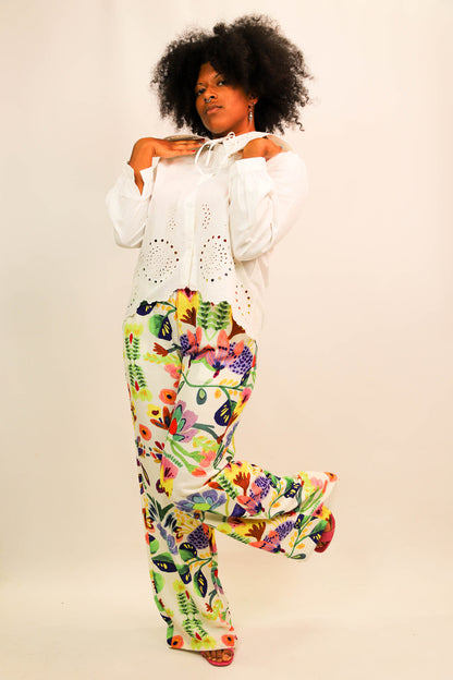 Pantalon fluide multicolore, Unika, Taille L - NEUF