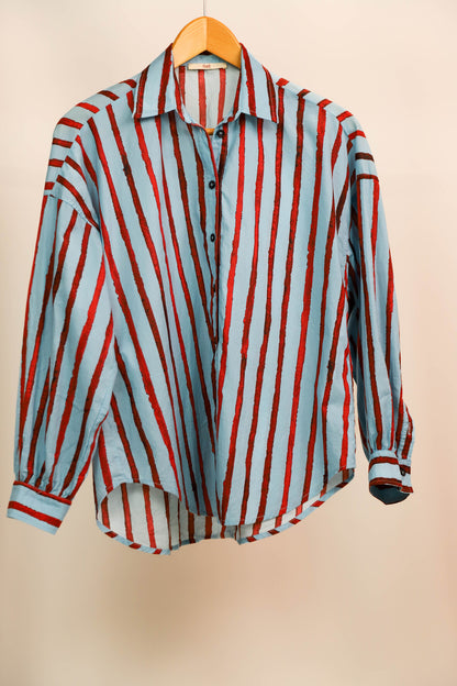Chemise rayée bleue et rouge Hod Taille XS
