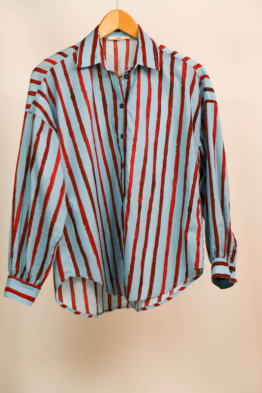 Chemise rayée bleue et rouge Hod Taille XS