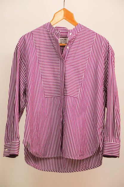 Chemise violette rayée Oversize Chloé Stora, taille XS