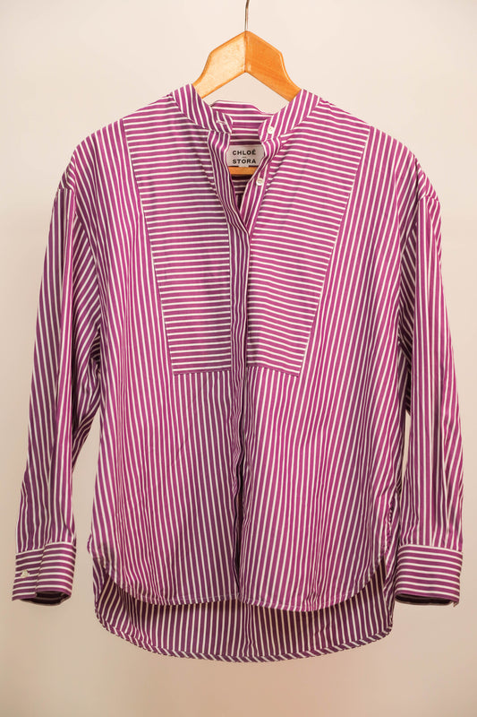 Chemise violette rayée Oversize Chloé Stora, taille XS