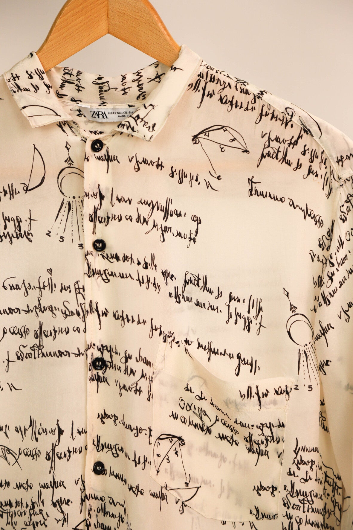 Chemise écrue motif écriture Zara, Taille S