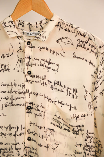 Chemise écrue motif écriture Zara, Taille S