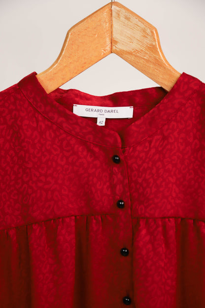 Blouse rouge avec légers motifs léopard Gérad DAREL Taille XL