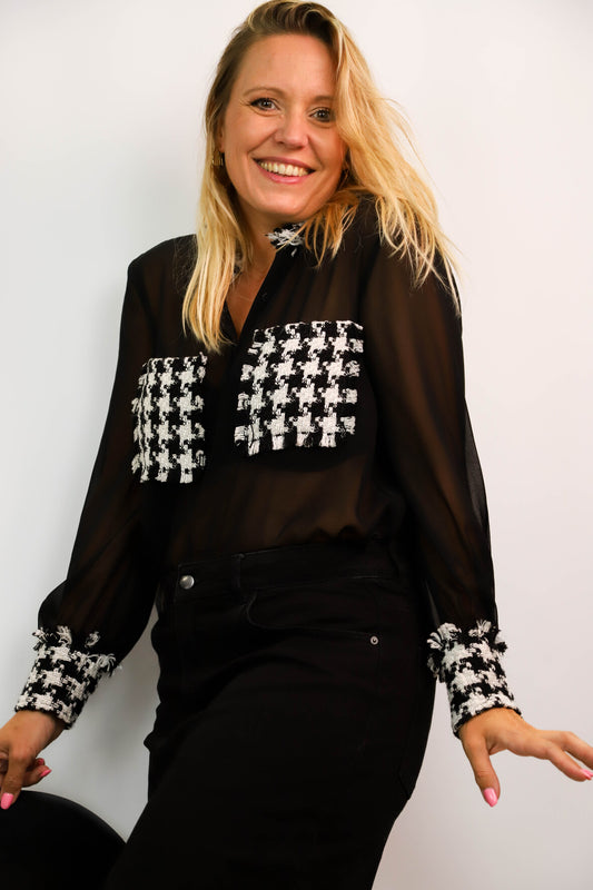 Chemisier noir et blanc Zara Taille L