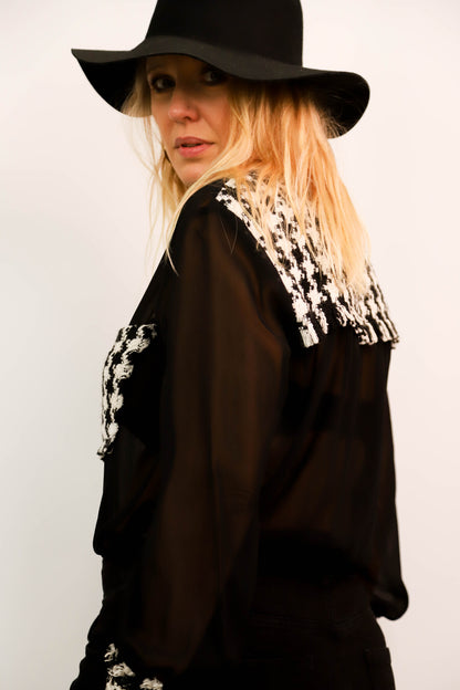 Chemisier noir et blanc Zara Taille L