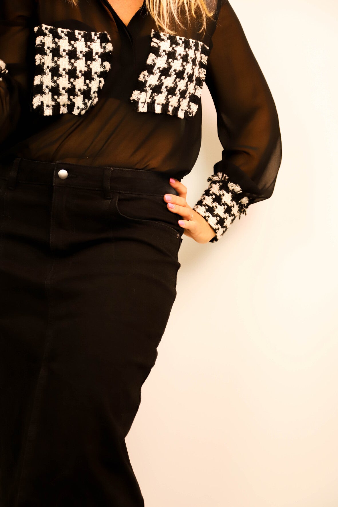 Chemisier noir et blanc Zara Taille L