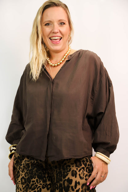 Chemisier marron Gigi Taille Unique
