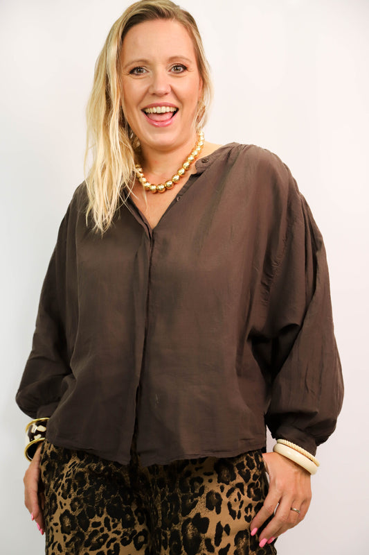 Chemisier marron Gigi Taille Unique