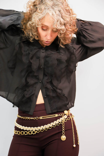 Chemisier noir Elsa M, Taille M