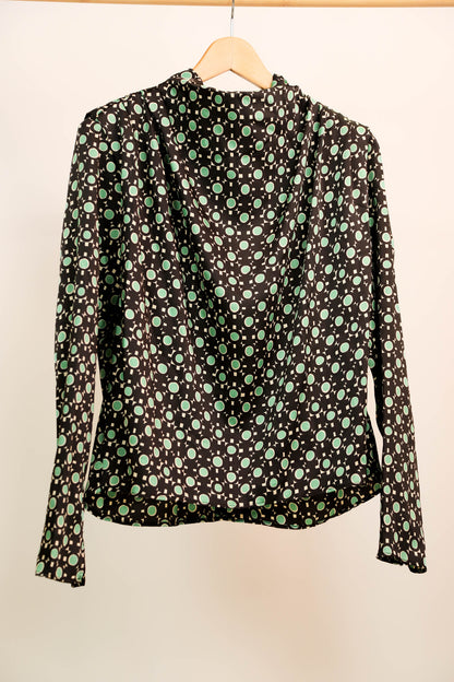 Blouse noire et verte Zara Taille M