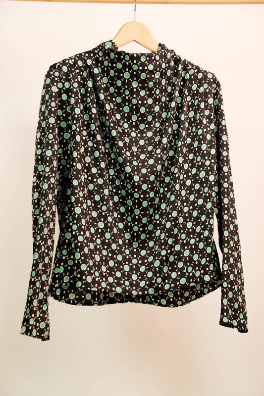 Blouse noire et verte Zara Taille M