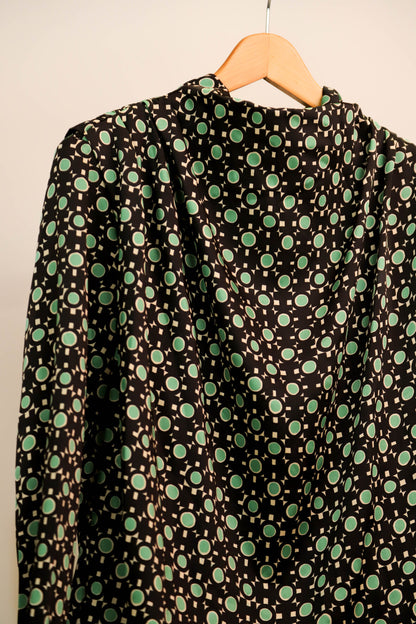 Blouse noire et verte Zara Taille M