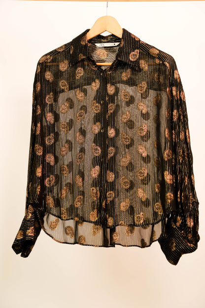 Chemise noire et doré Zara Taille M