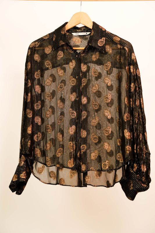 Chemise noire et doré Zara Taille M