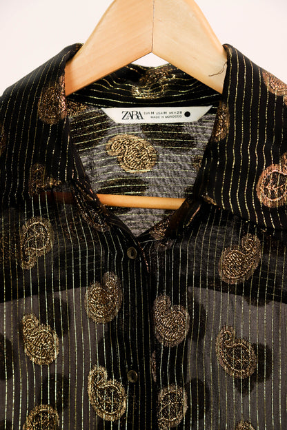 Chemise noire et doré Zara Taille M