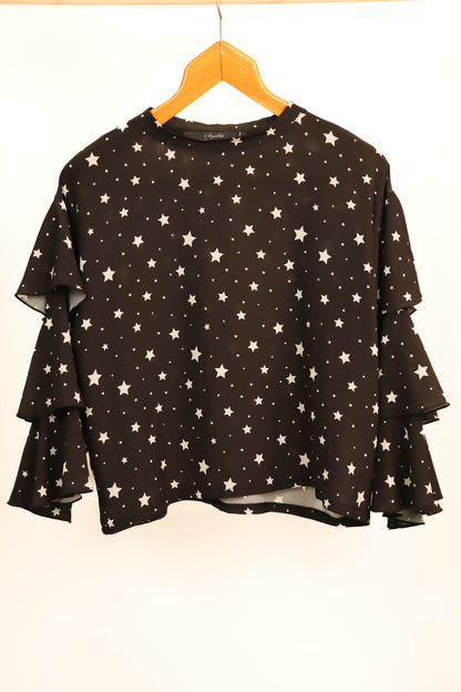 Blouse noire avec étoiles blanches, A bicyclette Taille M - NEUF