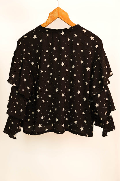 Blouse noire avec étoiles blanches, A bicyclette Taille M - NEUF