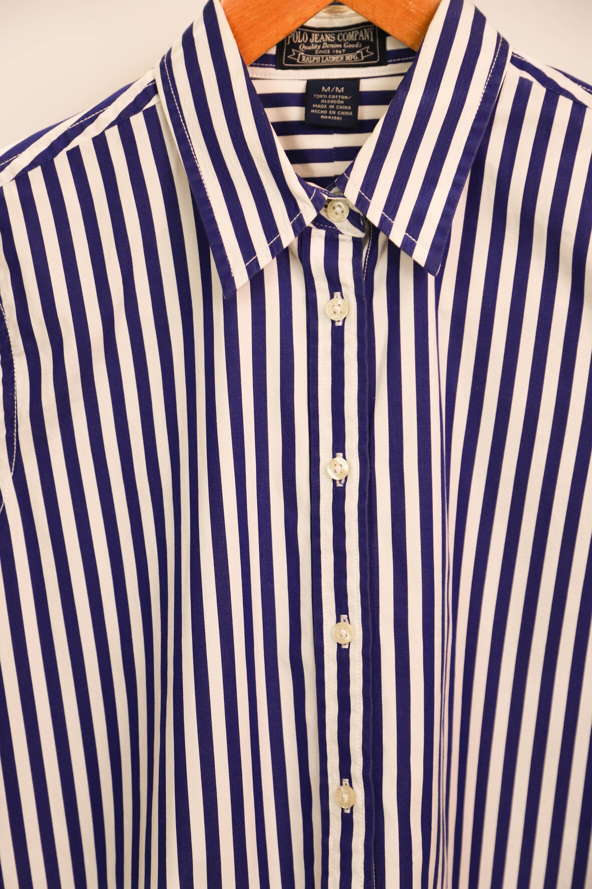 Chemise rayée bleue et blanche Ralph Lauren Taille M